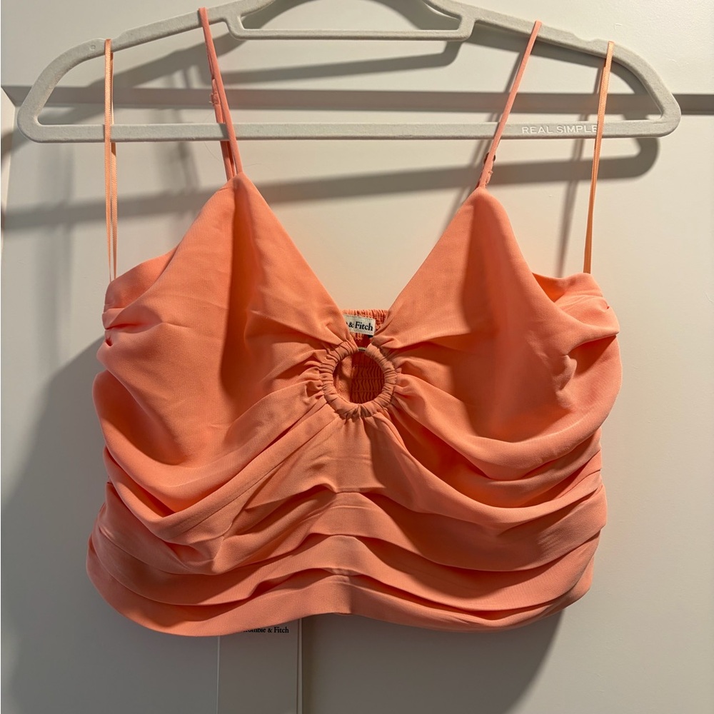 Abercrombie & Fitch Coral Ring-Detail Ruched Cami
